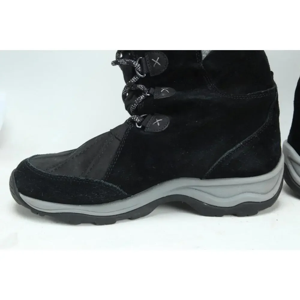 Clarks Wintry Hi Tall Black Suede Boots Womens Size 8 M Thinsulate Faux Fur